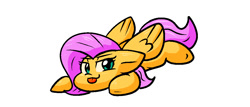 Size: 1021x438 | Tagged: safe, artist:zutcha, imported from derpibooru, fluttershy, pegasus, pony, :p, cute, female, flat fuck friday, floppy ears, lidded eyes, lying down, mare, prone, shyabetes, silly, silly pony, simple background, smug, smugshy, solo, sploot, tongue out, white background