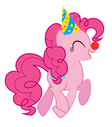 Size: 1024x1164 | Tagged: safe, artist:omniferious, imported from derpibooru, pinkie pie, earth pony, pony, clown, clown nose, female, hat, mare, party hat, red nose, simple background, solo, transparent background, vector