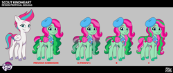 Size: 3154x1341 | Tagged: safe, imported from derpibooru, pegasus, pony, .psd available, behind the scenes, beret, colored wings, concept art, female, folded wings, g5, hat, mare, multicolored wings, my little pony: tell your tale, official, scout kindheart, wings