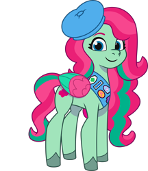 Size: 2795x3241 | Tagged: safe, imported from derpibooru, pegasus, pony, .ai available, .svg available, beret, colored wings, female, folded wings, g5, hat, mare, multicolored wings, my little pony: tell your tale, official, scout kindheart, simple background, smiling, solo, svg, transparent background, vector, wings