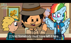 Size: 1000x600 | Tagged: safe, artist:noi kincade, imported from derpibooru, rainbow dash, anthro, human, pegasus, arnold shortman, chris mclean, detective, female, hey arnold, male, total drama