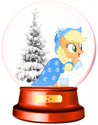 Size: 1280x1640 | Tagged: safe, artist:lizzmcclin, imported from derpibooru, applejack, earth pony, pony, christmas, christmas tree, female, holiday, simple background, snow globe, solo, transparent background, tree