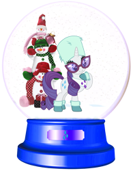 Size: 1700x2177 | Tagged: safe, artist:lizzmcclin, imported from derpibooru, rarity, pony, unicorn, female, hat, horn, simple background, snow, snow globe, snowman, solo, transparent background, winter hat