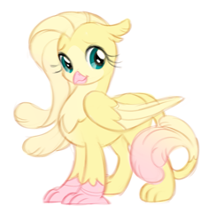 Size: 1629x1725 | Tagged: safe, artist:themajesticeye, imported from derpibooru, fluttershy, griffon, cute, fluttergriffon, griffonized, looking at you, shyabetes, simple background, smiling, smiling at you, solo, species swap, white background