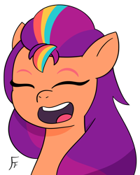 Size: 2054x2562 | Tagged: safe, artist:frownfactory, imported from derpibooru, sunny starscout, female, g5, happy, mane stripe sunny, open mouth, simple background, smiling, solo, transparent background