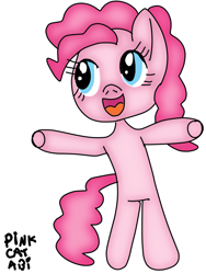 Size: 1200x1600 | Tagged: safe, artist:pinkcatbi, imported from derpibooru, pinkie pie, earth pony, pony, bipedal, simple background, white background