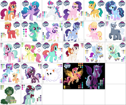 Size: 4200x3500 | Tagged: safe, artist:_yo_meregues_, artist:ghots_of_anarchy, imported from derpibooru, hitch trailblazer, izzy moonbow, opaline arcana, pipp petals, queen haven, sprout cloverleaf, sunny starscout, zipp storm, alicorn, dog, dragon, earth pony, pegasus, pomeranian, pony, unicorn, alphabittle blossomforth, applejack (g5), argyle starshine, baby, baby dragon, cloudpuff, collage, dahlia, dapple, female, filly, fluttershy (g5), flying pomeranian, foal, g5, g5 to g4, generation leap, glory (g5), grid, horn, jazz hooves, lots of characters, male, mane five, mane seven (g5), mane six (g5), mane stripe sunny, mare, misty brightdawn, my little pony logo, my little pony: a new generation, onyx, peach fizz, phyllis cloverleaf, pinkie pie (g5), pippsqueak trio, pippsqueaks, posey bloom, race swap, rainbow dash (g5), rarity (g5), reference sheet, rocky riff, royal sisters (g5), seashell (g5), siblings, simple background, sisters, sparky sparkeroni, stallion, sunnycorn, thunder flap, twilight sparkle (g5), violette rainbow, white background, winged dog, zoom zephyrwing