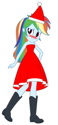 Size: 1669x3574 | Tagged: safe, artist:cartoonmasterv3, imported from derpibooru, rainbow dash, human, equestria girls, advent calendar, christmas, christmas 2024, clothes, costume, female, hat, holiday, santa claus, santa costume, santa hat, simple background, solo, transparent background