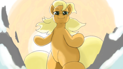 Size: 3840x2160 | Tagged: safe, artist:appulman, applejack, female, looking at you, mare, pose, sun, water