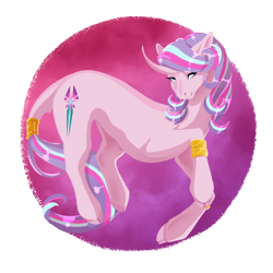 Size: 2000x2000 | Tagged: safe, artist:oneiria-fylakas, imported from derpibooru, starlight glimmer, classical unicorn, pony, unicorn, alternate cutie mark, bracelet, cloven hooves, curved horn, horn, jewelry, leonine tail, solo, unshorn fetlocks