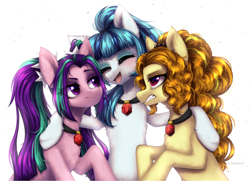 Size: 3200x2312 | Tagged: safe, artist:avrameow, imported from derpibooru, adagio dazzle, aria blaze, sonata dusk, pony, simple background, the dazzlings, trio, white background