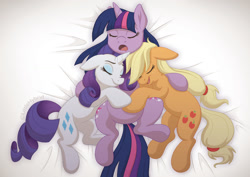 Size: 1024x725 | Tagged: safe, artist:littlehybridshila, imported from derpibooru, applejack, rarity, twilight sparkle, earth pony, pony, unicorn, look before you sleep, 2020, bonding, cuddle puddle, cuddling, cute, female, floppy ears, hand on belly, hatless, horn, jackabetes, lesbian, lying down, missing accessory, my little pony, old art, on back, on side, ot3, polyamory, pony pile, raribetes, rarijack, rarijacklight, rarilight, rarilightjack, shipping, sleeping, snoring, snuggling, trio, trio female, twiabetes, twijack, twirarijack, unicorn twilight