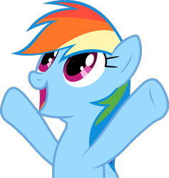 Size: 3261x3442 | Tagged: safe, artist:firlin123, rainbow dash, pegasus, pony, female, hooves up, looking up, mare, rainbowshining, raised hooves, show accurate, simple background, smiling, solo, transparent background, vector