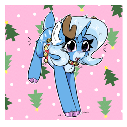 Size: 2000x2000 | Tagged: safe, artist:jubyskylines, imported from derpibooru, trixie, deer, reindeer, bell, chest fluff, cloven hooves, ear fluff, female, open mouth, reindeerified, solo, species swap