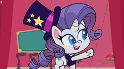 Size: 735x410 | Tagged: safe, imported from derpibooru, screencap, rarity, pony, unicorn, disappearing act, my little pony: pony life, female, horn, solo, treehouse logo, watermark