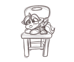 Size: 1007x846 | Tagged: safe, artist:zutcha, imported from derpibooru, oc, oc only, alicorn, pony, alicorn oc, chair, floppy ears, grayscale, horn, lying down, monochrome, prone, sketch, solo, tongue out, wings