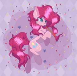 Size: 2366x2337 | Tagged: safe, artist:brybrychan, artist:bryonythewolf, imported from derpibooru, pinkie pie, earth pony, pony, female, food, high res, mare, party horn, solo, sprinkles