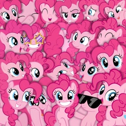 Size: 1440x1440 | Tagged: safe, artist:disxordance, imported from derpibooru, pinkie pie, multeity, too much pink energy is dangerous