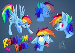 Size: 1024x730 | Tagged: safe, artist:bluefeathercat, imported from derpibooru, rainbow dash, pegasus, pony, emotes, female, floppy ears, majestic as fuck, mare, solo, tongue out