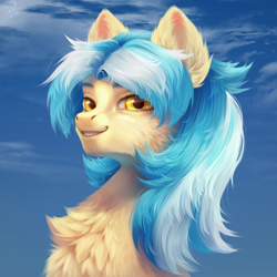 Size: 3000x3000 | Tagged: safe, artist:unt3n, imported from derpibooru, oc, oc only, oc:lumin, bust, chest fluff, detailed, portrait, solo