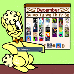 Size: 600x600 | Tagged: safe, artist:mod wit, imported from derpibooru, oc, oc only, oc:bananas wit, askbananaswit, calendar, day, follower count, followers, milestone, month, one eye closed, tumblr, tumblr blog, wink, year