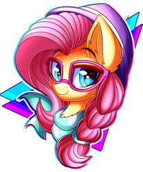 Size: 1996x2400 | Tagged: safe, artist:kaleido-art, imported from derpibooru, fluttershy, pegasus, pony, fake it 'til you make it, alternate hairstyle, bust, ear fluff, female, hipstershy, mare, my little pony, simple background, solo, transparent background