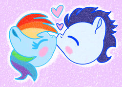 Size: 2774x1976 | Tagged: safe, artist:starflowerpony, imported from derpibooru, rainbow dash, soarin', pegasus, pony, female, kiss on the lips, kissing, male, mare, shipping, soarindash, stallion, straight