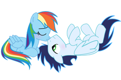 Size: 1280x844 | Tagged: safe, artist:soarindasher10, imported from derpibooru, rainbow dash, soarin', pegasus, pony, female, kiss on the lips, kissing, male, mare, shipping, simple background, soarindash, stallion, straight, transparent background