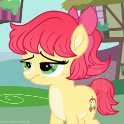 Size: 2000x2000 | Tagged: safe, artist:lovinglypromise, imported from derpibooru, apple bloom, pony, alternate design, solo