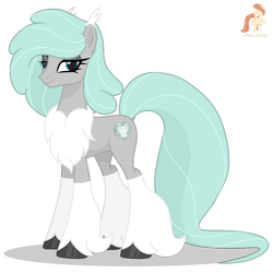 Size: 2154x2154 | Tagged: safe, artist:r4hucksake, imported from derpibooru, oc, oc only, oc:permafrost, original species, base used, chest fluff, concave belly, ear tufts, eyeshadow, female, fluffy, long tail, looking at you, makeup, mare, simple background, slender, smiling, smiling at you, solo, story included, tail, tall, thin, transparent background, unshorn fetlocks