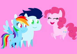 Size: 3553x2499 | Tagged: safe, anonymous artist, derpibooru exclusive, imported from derpibooru, pinkie pie, rainbow dash, soarin', earth pony, pegasus, pony, series:soarindash relationship, series:soarindash romantic tales, female, happy, looking at you, male, mare, pointy ponies, shipping, smiling, smiling at you, soarindash, stallion, straight