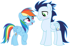 Size: 1280x844 | Tagged: safe, artist:soarindasher10, imported from derpibooru, rainbow dash, soarin', pegasus, pony, female, male, mare, shipping, simple background, soarindash, stallion, straight, transparent background