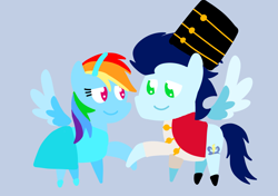 Size: 3553x2499 | Tagged: safe, anonymous artist, derpibooru exclusive, imported from derpibooru, rainbow dash, soarin', pegasus, pony, series:soarindash hearth's warming, series:soarindash romantic tales, christmas, clothes, cosplay, costume, female, hearth's warming, holiday, looking at each other, looking at someone, male, mare, shipping, smiling, smiling at each other, soarindash, stallion, straight, the nutcracker