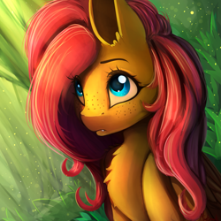 Size: 2449x2449 | Tagged: safe, artist:miokomata, imported from derpibooru, fluttershy, pegasus, pony, female, freckles, mare, solo