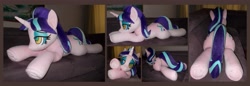 Size: 4720x1616 | Tagged: safe, artist:calusariac, imported from derpibooru, starlight glimmer, pony, hypno eyes, irl, life size, photo, plushie, solo