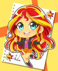 Size: 2213x2709 | Tagged: safe, artist:karis-coba, imported from derpibooru, sunset shimmer, human, equestria girls, chibi, cute, female, shimmerbetes, solo