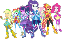 Size: 1401x878 | Tagged: safe, edit, edited screencap, editor:pascalmulokozi2, imported from derpibooru, screencap, applejack, fluttershy, pinkie pie, rainbow dash, rarity, sci-twi, sunset shimmer, twilight sparkle, human, equestria girls, equestria girls series, super squad goals, armor, background removed, crystal guardian, humane five, humane seven, humane six, magical geodes, my little pony equestria girls: better together, not a vector, serious, simple background, transparent background, worried