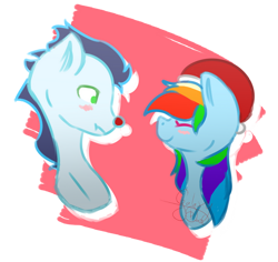 Size: 750x708 | Tagged: safe, artist:galaxydashartz, imported from derpibooru, rainbow dash, soarin', pegasus, pony, christmas, female, hat, holiday, male, mare, santa hat, shipping, soarindash, stallion, straight