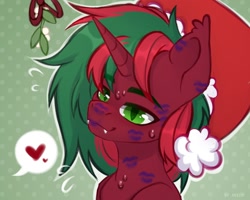 Size: 1200x960 | Tagged: safe, artist:shelti, oc, oc only, pony, christmas, female, holiday, kiss mark, lipstick, mare, solo