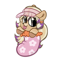 Size: 2048x2048 | Tagged: safe, artist:cupute, imported from derpibooru, earth pony, pony, :p, bailey (wild manes), beige coat, big ears, blonde, blonde hair, brown hooves, cheap, chibi, christmas, christmas stocking, clothes, colored hooves, commission, ear fluff, eyebrows, eyeshadow, female, flower, flower pattern, fluffy hair, gradient hooves, gradient muzzle, hair streaks, hair stripe, hat, holiday, hooves, long hair, long mane, looking at you, makeup, mare, multicolored hair, multicolored mane, pink eyes, png, purple eyeshadow, purple hair, purple stripe, simple background, solo, tied mane, tilly (wild manes), tongue out, transparent background, wild manes, ych result, yellow hair, yellow mane