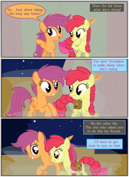 Size: 2700x3713 | Tagged: safe, artist:gm-scoots, imported from derpibooru, apple bloom, scootaloo, comic:bleeding hearts, female, lesbian, scootabloom, shipping