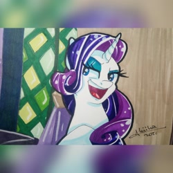 Size: 2173x2173 | Tagged: safe, imported from derpibooru, applejack, fluttershy, pinkie pie, rainbow dash, rarity, twilight sparkle, pony, unicorn, element of generosity, horn, mane six, marker drawing, raritober, sassy, screencap reference, solo, traditional art