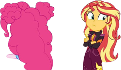 Size: 4331x2520 | Tagged: safe, edit, edited screencap, editor:mrtoonlover83, imported from derpibooru, screencap, pinkie pie, sunset shimmer, human, equestria girls, duo, duo female, female, not a vector