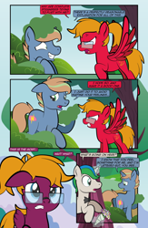 Size: 1920x2948 | Tagged: safe, artist:alexdti, imported from derpibooru, oc, oc:brainstorm (alexdti), oc:purple creativity, oc:star logic, pegasus, pony, unicorn, comic:quest for friendship retold, angry, female, glasses, horn, male, mare, rage, red face