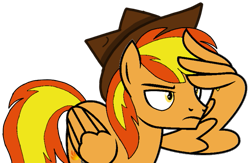 Size: 649x422 | Tagged: safe, artist:noi kincade, imported from derpibooru, oc, oc:firey ratchet, pegasus, detective, fedora, hat, male, salute, simple background, solo, transparent background