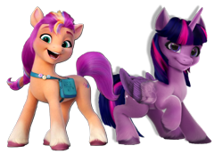 Size: 902x623 | Tagged: safe, artist:tankengine52, imported from derpibooru, sunny starscout, twilight sparkle, alicorn, female, g5, my little pony: a new generation, simple background, sunny and her heroine, transparent background, twilight sparkle (alicorn)