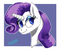 Size: 1360x1145 | Tagged: safe, artist:lawkbutt, imported from derpibooru, rarity, pony, unicorn, bust, horn, portrait, purple mane, solo, white coat