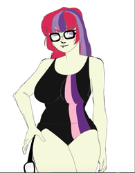 Size: 501x642 | Tagged: safe, artist:aux, artist:polorenzielephant, edit, imported from derpibooru, vector edit, moondancer, human, clothes, humanized, one-piece swimsuit, pony coloring, swimsuit, vector