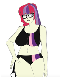 Size: 501x640 | Tagged: safe, artist:aux, artist:polorenzielephant, edit, imported from derpibooru, vector edit, moondancer, human, clothes, humanized, pony coloring, swimsuit, two-piece swimsuit, vector