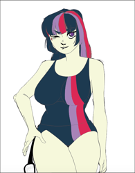 Size: 502x642 | Tagged: safe, artist:aux, artist:polorenzielephant, edit, imported from derpibooru, vector edit, twilight sparkle, human, clothes, humanized, one-piece swimsuit, swimsuit, vector, vector trace